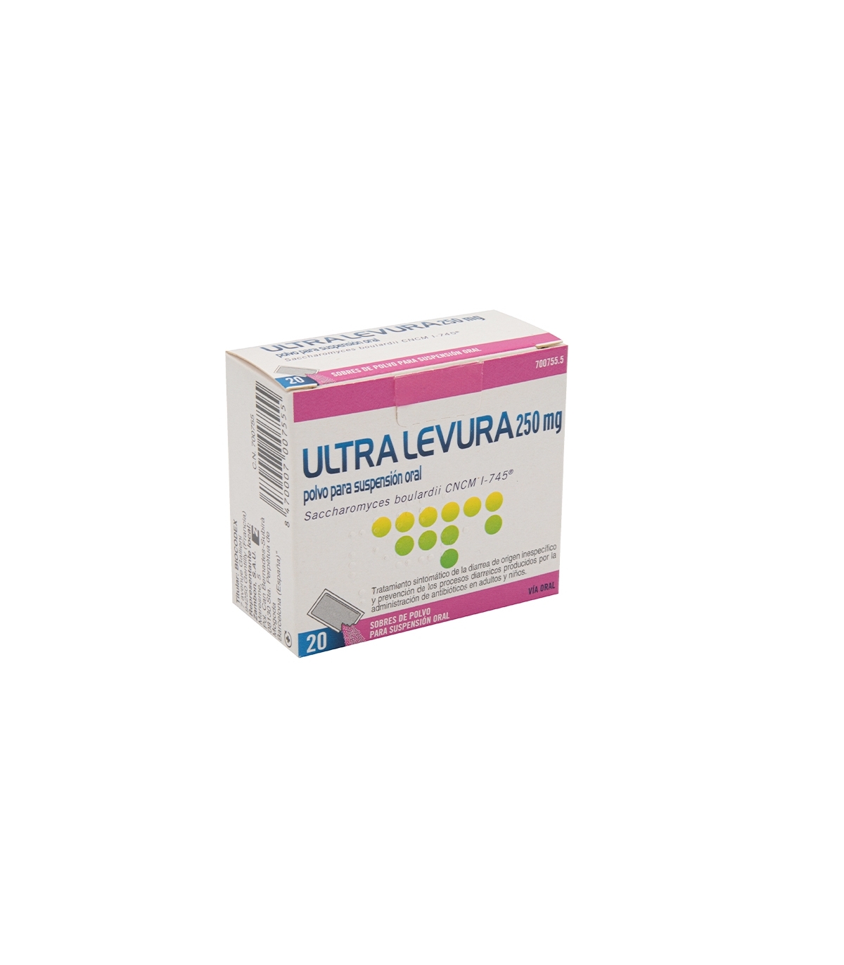 ULTRA-LEVURA 250 mg 20 SOBRES POLVO PARA SUSPENSION ORAL